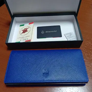 Bianchi 파랑 가죽 장지갑 상자 포함