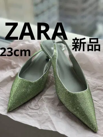 ZARA 샌들 펌프스 뮬 새상품! 큐빅 그린