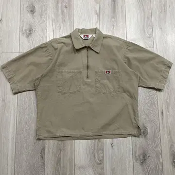 90s USA제 BEN DAVIS 하프 지퍼 반팔 워크 셔츠 M