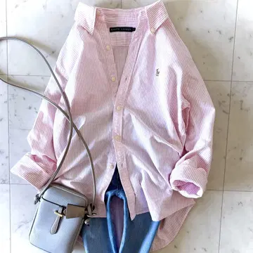 새상품급 랄프 로렌 옥스퍼드 셔츠 세탁 가능 포니 자수 스트라이프