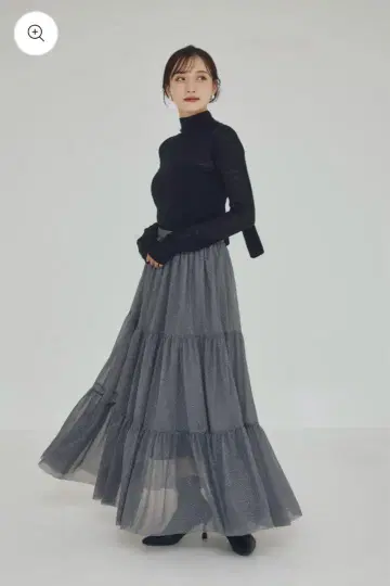 폴로라 라메 츄르 티어드 스커트 M