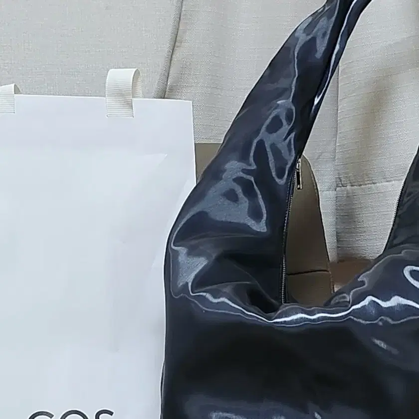 【COS】 High Shine Crossbody Bag Navy COS High-shine Shoulder Bag in Gray | Lyst
