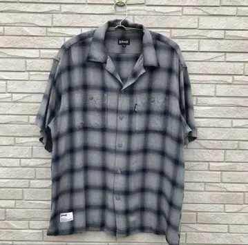 Schott 셔츠 M 옴브레 체크 그레이
