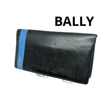 BALLY 장지갑 블랙/파랑 가죽 두겹 심플 동전 지갑 포함