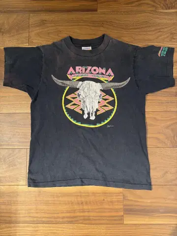 90s ARIZONA hezelwood 티셔츠 블랙 선 페이드