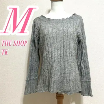 THE SHOP TK 그레이 플레어 슬리브 니트 M  청결한 코디