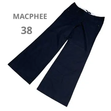 MACPHEE 투모로우랜드 네이비 와이드 팬츠 M 코튼 린넨
