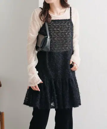 Kastane 격자 페더 튜닉 블랙
