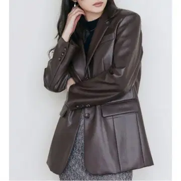 MURUA 인조 가죽 테일러드 자켓 브라운