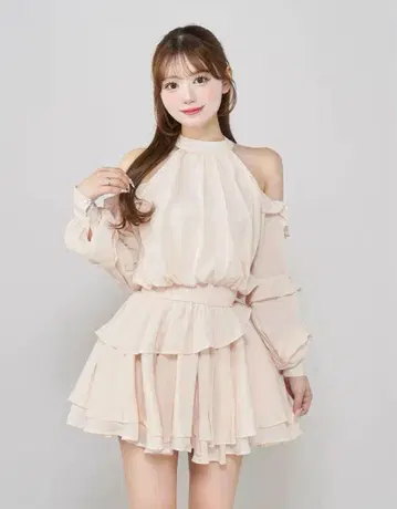 다리치 darich 볼륨 쉬폰 미니 원피스