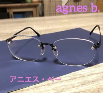 agnes b. 블랙 메탈 프레임 오벌 안경