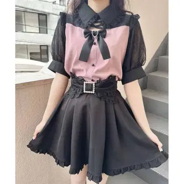 ROJITA 데콜테 레이스업 블라우스 핑크