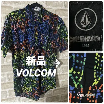 새상품 VOLCOM 남성용 M 반팔 셔츠 올 패턴 크레이지 FAROUT