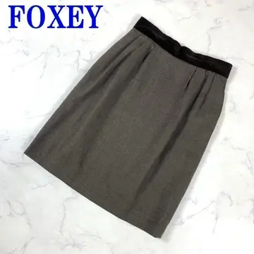 폭시 타이트 스커트 무릎 기장 울 벨로아 브라운 40 C4714