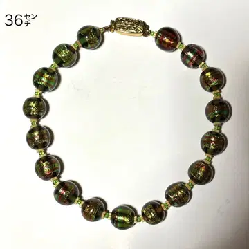쇼와 레트로 유리 비즈 목걸이 36cm