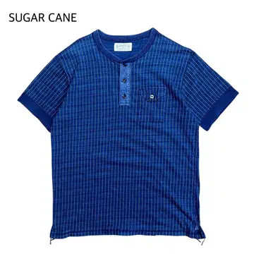 SUGAR CANE 인디고 염색 헨리넥 티셔츠 포켓 XL
