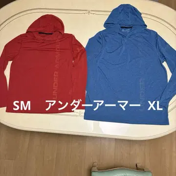 언더아머 후드 부착 긴팔 티셔츠 빨간색 S 파랑 XL 새상품급