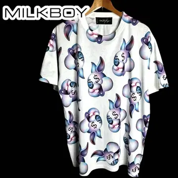 새상품급 MILKBOY 밀크 보이 토끼 올 패턴 반팔 티셔츠