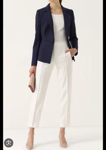ESCADA 테이퍼드 슬랙스 화이트