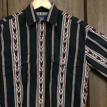 90s Wrangler 네이티브 무늬 웨스턴 셔츠 S 블랙