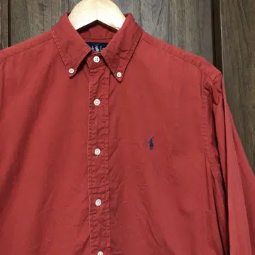 80년대 USA제 RALPH LAUREN 버튼 다운 셔츠 S 빨간색