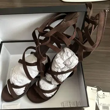 snidel 브라운 스트랩 샌들 하이 힐