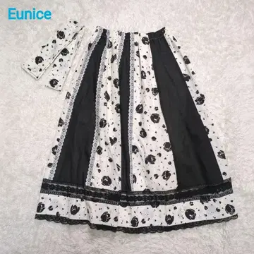 Eunice 스커트 꽃무늬 레이스 화이트 블랙 고스로리 양산형