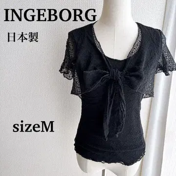 INGEBORG 잉게보그 블랙 리본 일본제 레이스 상의