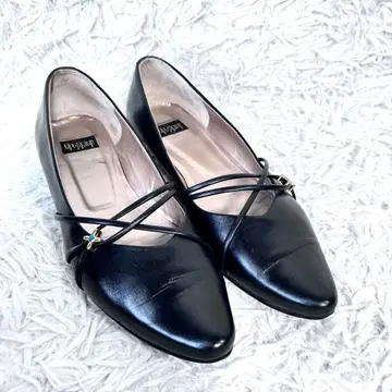 히메코 로우 힐 펌프스 가죽 블랙 사이즈 23.5cm