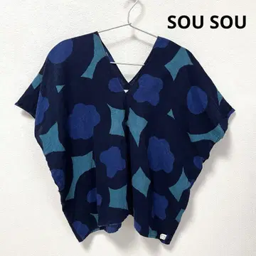 SOU-SOU 꽃무늬 지타 목화 반팔 상의