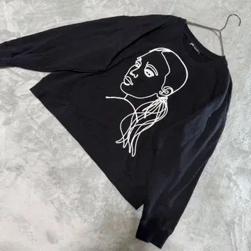 자라 긴팔 속기모 트레이닝복 L 블랙 얼굴 모티브 자수 맨투맨