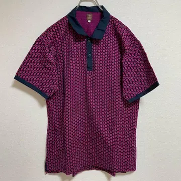 TAKEO KIKUCHI 다케오 키쿠치 남성용 반팔 셔츠 핑크 블랙 L