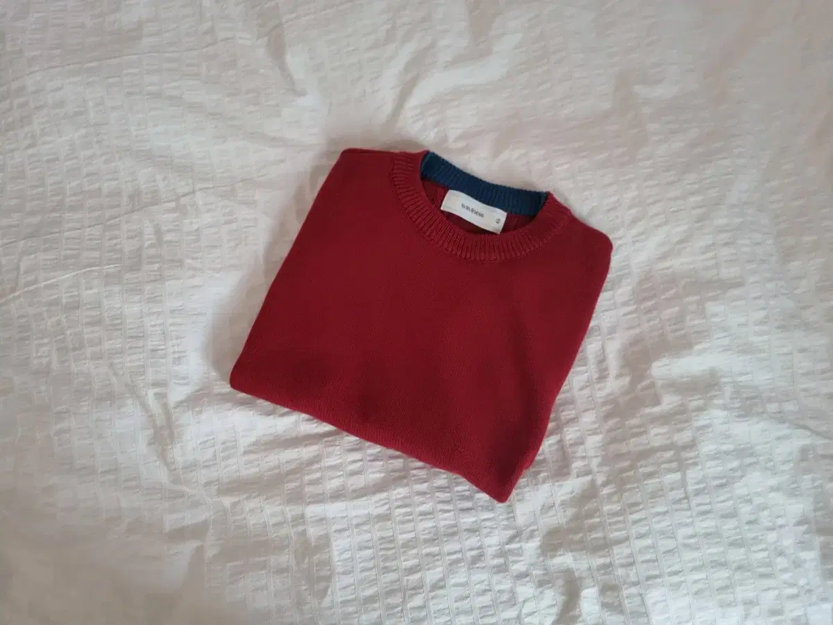[2] Waviness Drift Round Neck Half Knit Red Blue