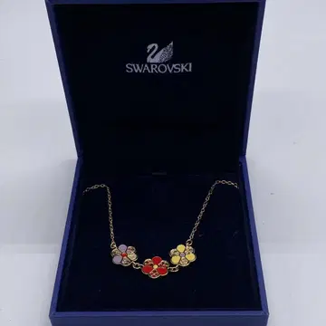 박스 포함 스와로브스키 목걸이 꽃 삼륜 골드 컬러 no.152