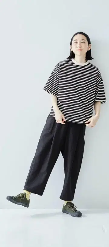 아틀리에 나루세 atelier naruse 코튼 보더 티셔츠(반팔)