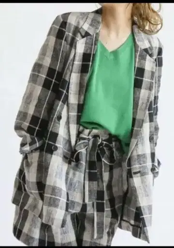 SPICK & SPAN 린넨 테일러드 자켓 체크