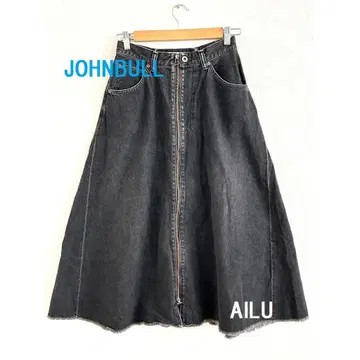 JOHNBULL 데님 리메이크 플레어 스커트 S 블랙 53552