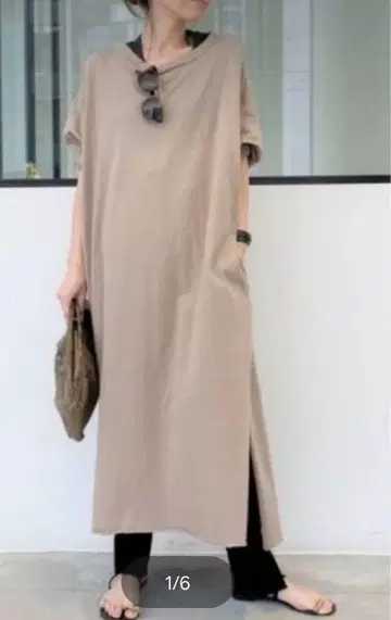 L'Appartement PRINTED LONG DRESS 베이지