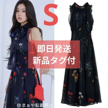 SNIDEL 스나이델 백 리본 쉬폰 원피스 택 포함 새상품 NVY, 0