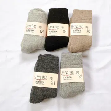 여성용 양말 겨울 울 양말 5장 세트 22.5-25cm 두꺼운 원단