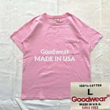 새상품급 Goodwear 반팔 티셔츠 포켓 티 가슴 포켓 무지 미국제 L