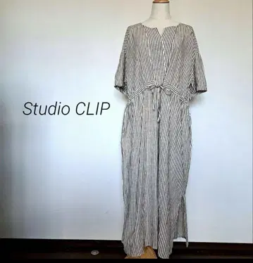 새상품급 studio CLIP 린넨 코튼 원피스 스트라이프 M