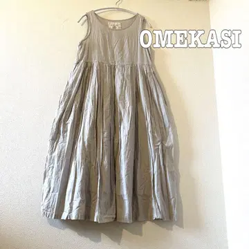 OMEKASI 슬리브리스 절개 개더 원피스 코튼 100%
