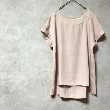 두클라쎄 컷소 프렌치 슬리브 시스루 더스티 핑크 티셔츠