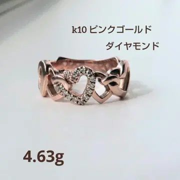 K10 핑크 골드 하트 볼륨 반지