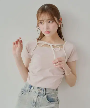 Chico(치코) [5색상] 레이어드 디자인 프렌치 T 핑크