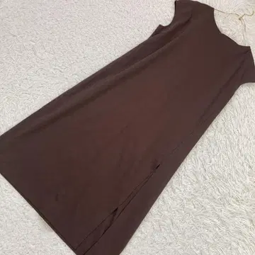 PLST 프렌치 슬리브 원피스 브라운 M 롱 캐주얼