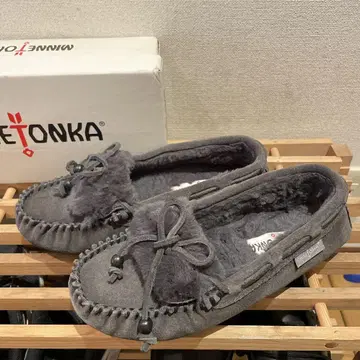 MINNETONKA 미네통카 모카신 리본 포함 그레이 7