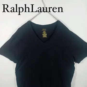 Ralph Lauren 블랙 V넥 무지 티셔츠 클래식 핏 XL