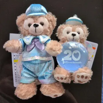 새상품 더피 20주년 봉제 인형 배지 봉제 참 2종 세트